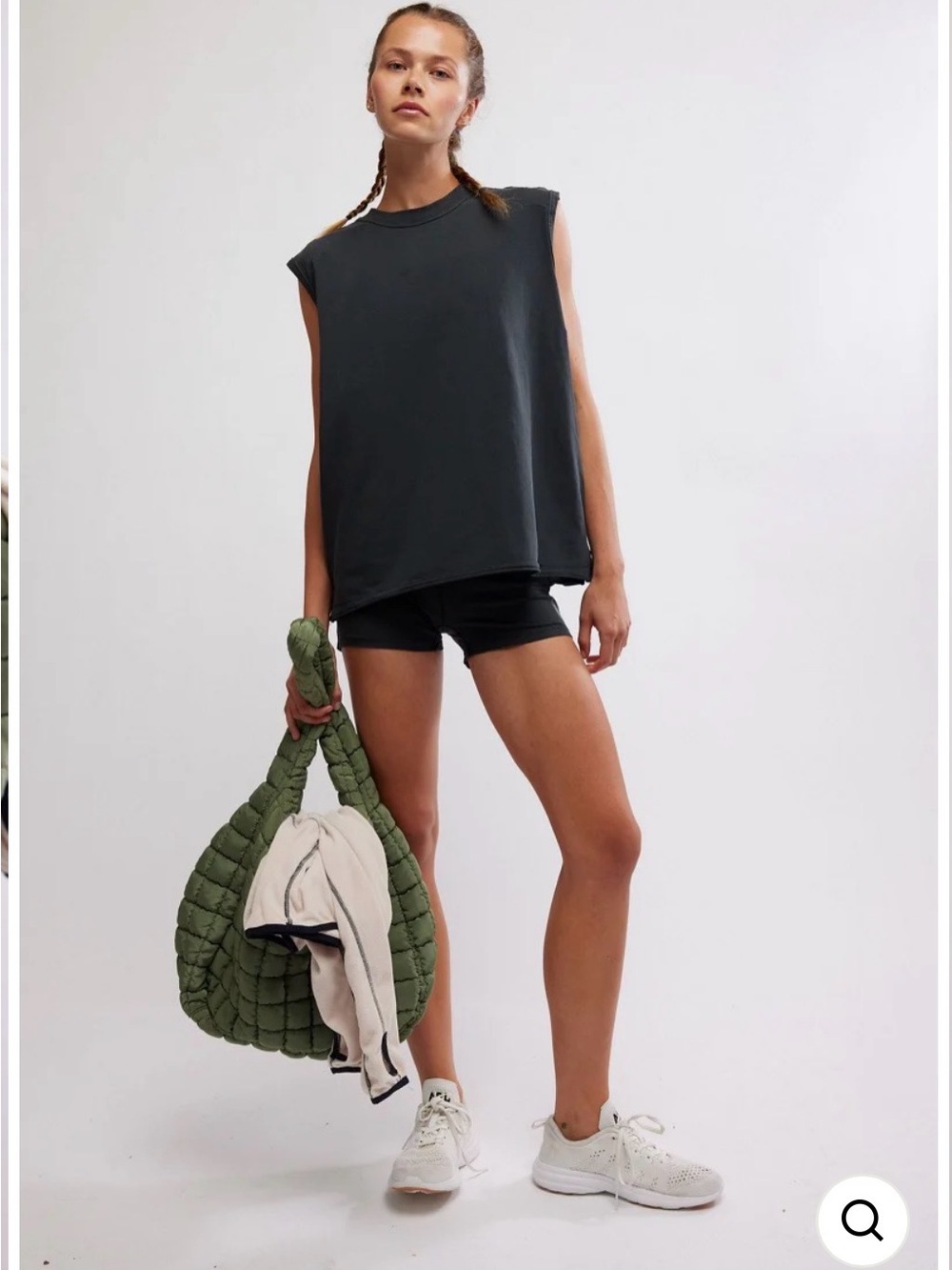 FP Movement by Free People Boxy Sleeveless Muscle Tee - Charcoal Black